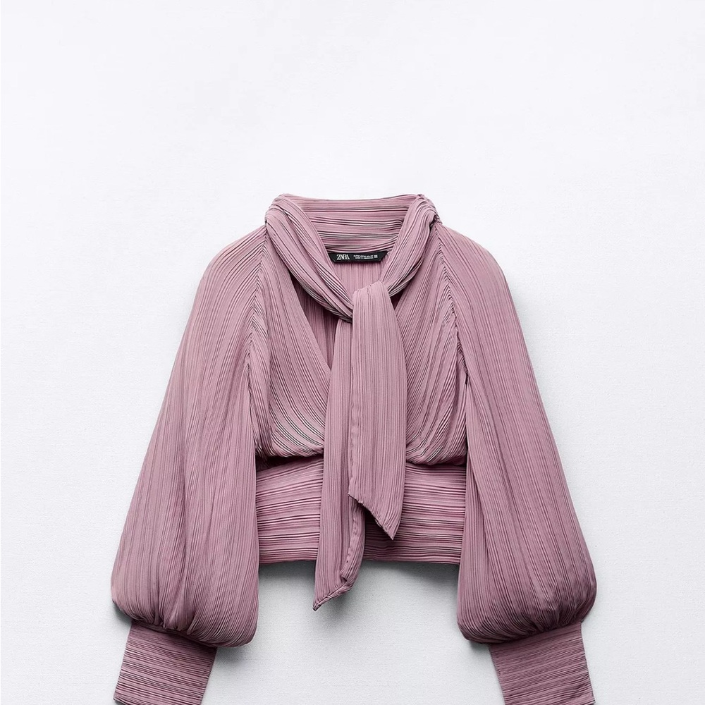 Zara Dusty Pink Pleated Top